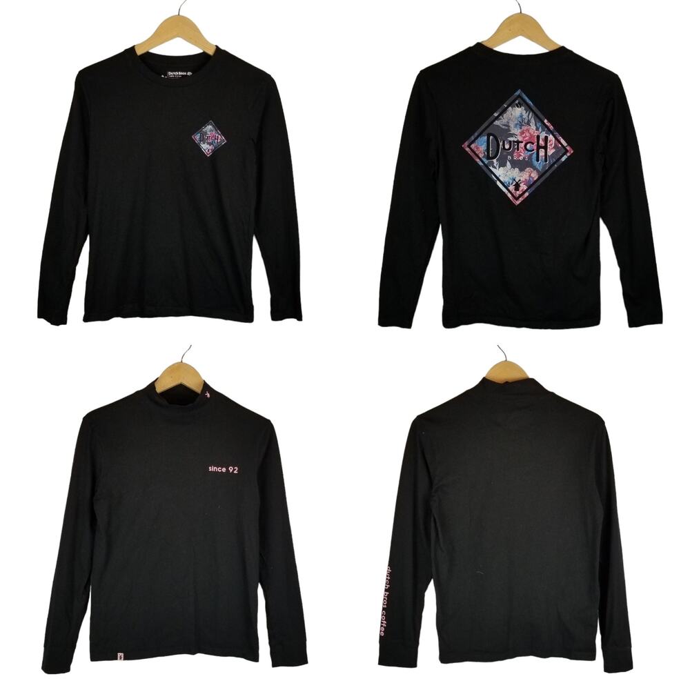 Dutch Bros Women's Lot of 2 Black Long Sleeve T-Shirts Size M Medium